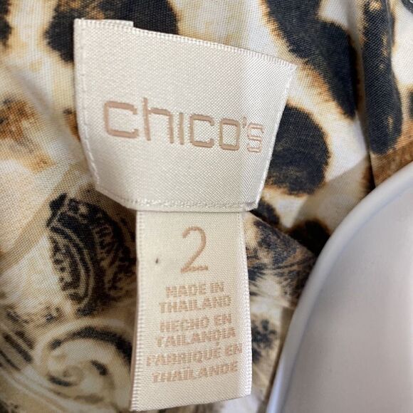 Chico’s no iron animal paisley print casual button up shirt, 100% Cotton 2 -Lrg - Picture 7 of 9